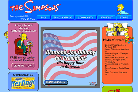 The Simpsons website in 2000