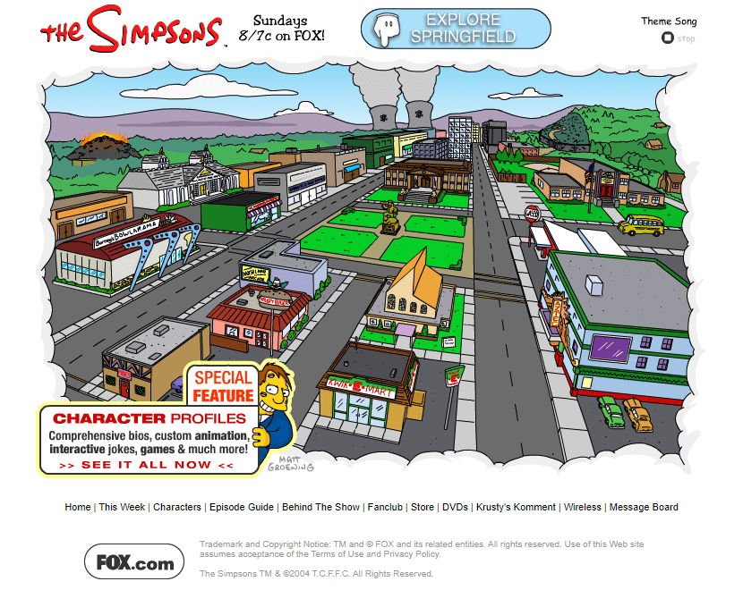 The Simpsons website in 2006