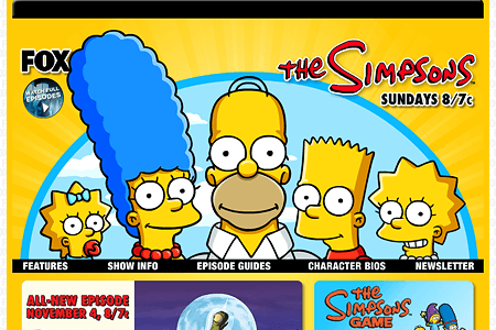 The Simpsons website in 2007