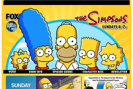 The Simpsons website in 2008