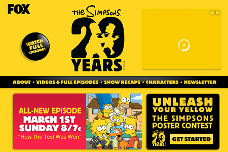 The Simpsons website in 2009