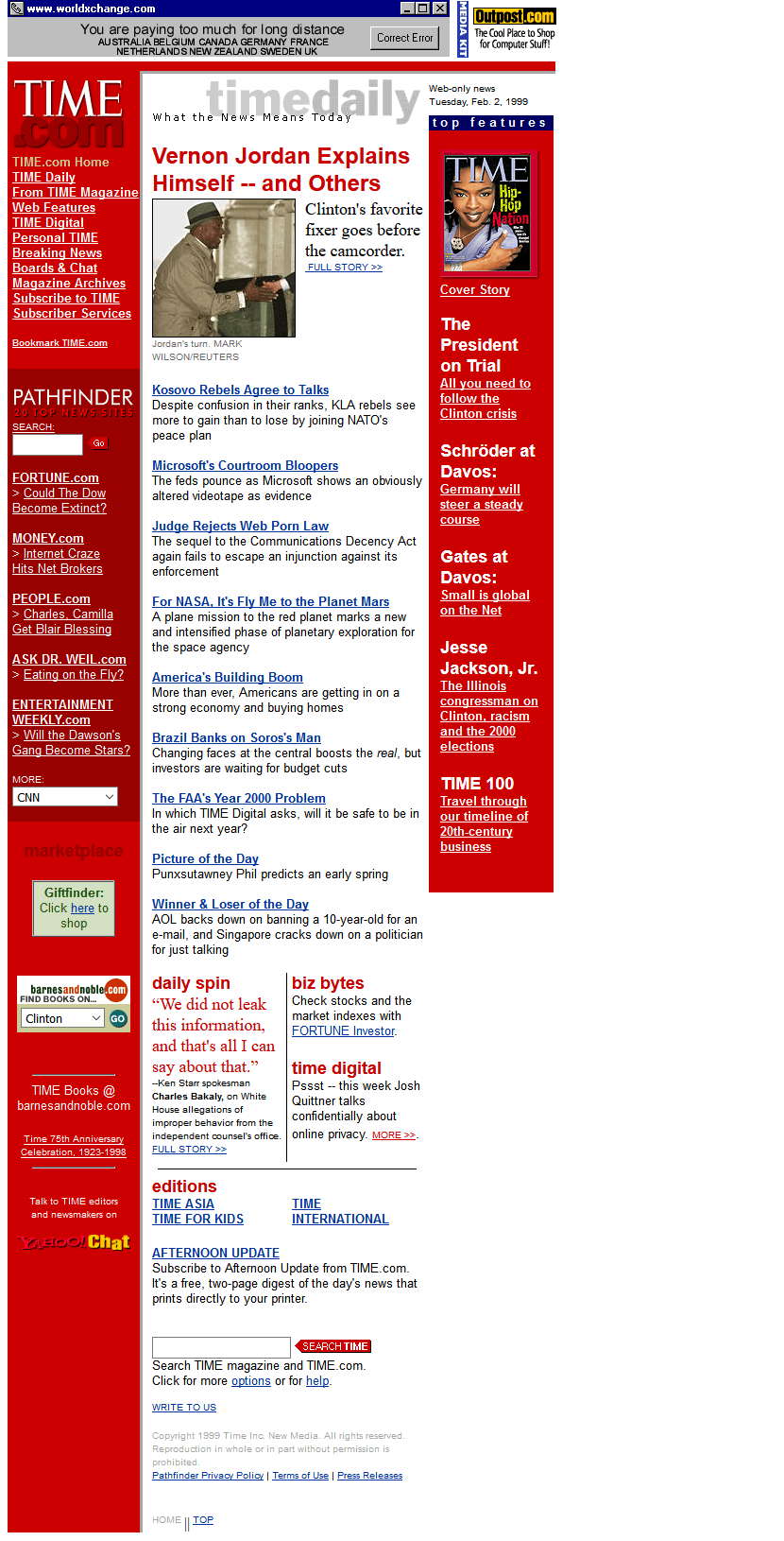 Time website in 1999