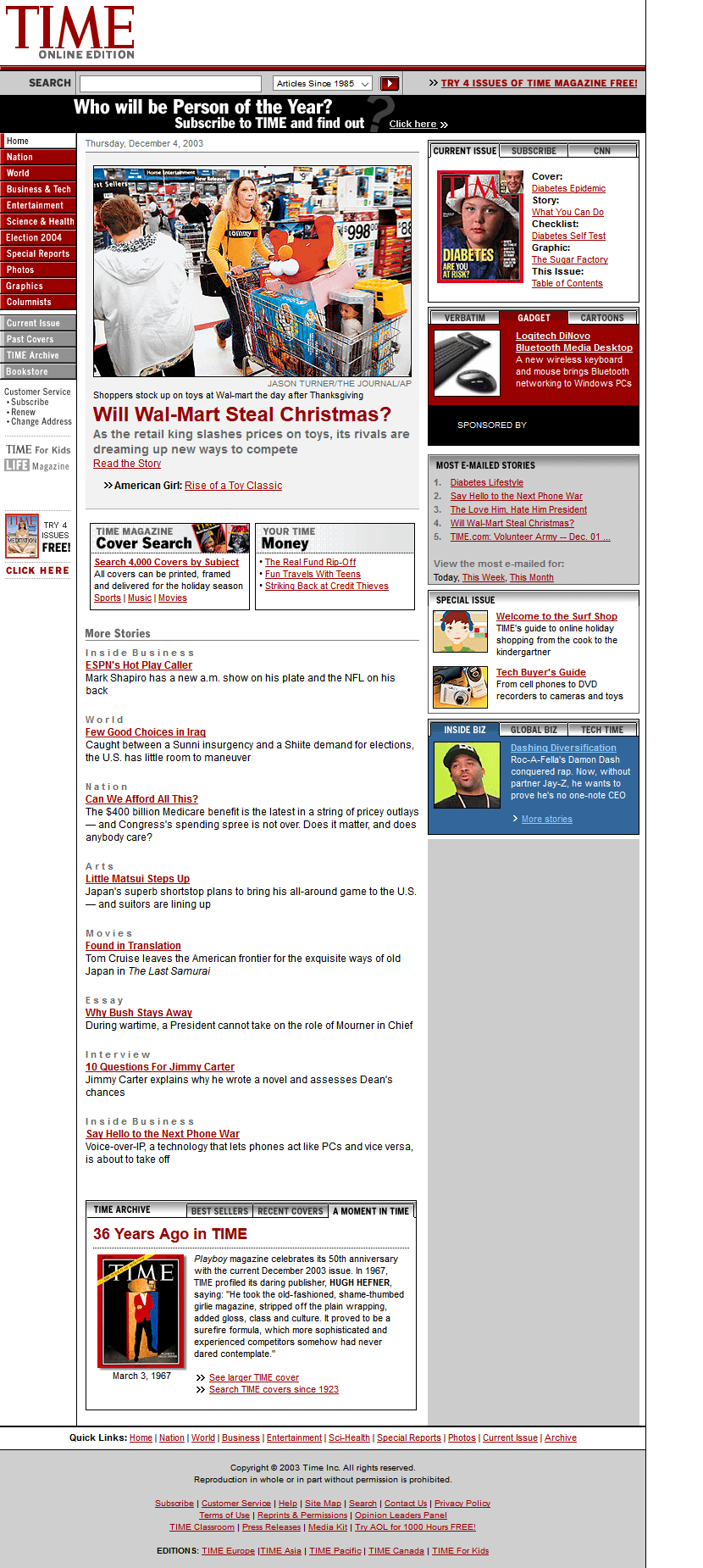 Time website in 2003