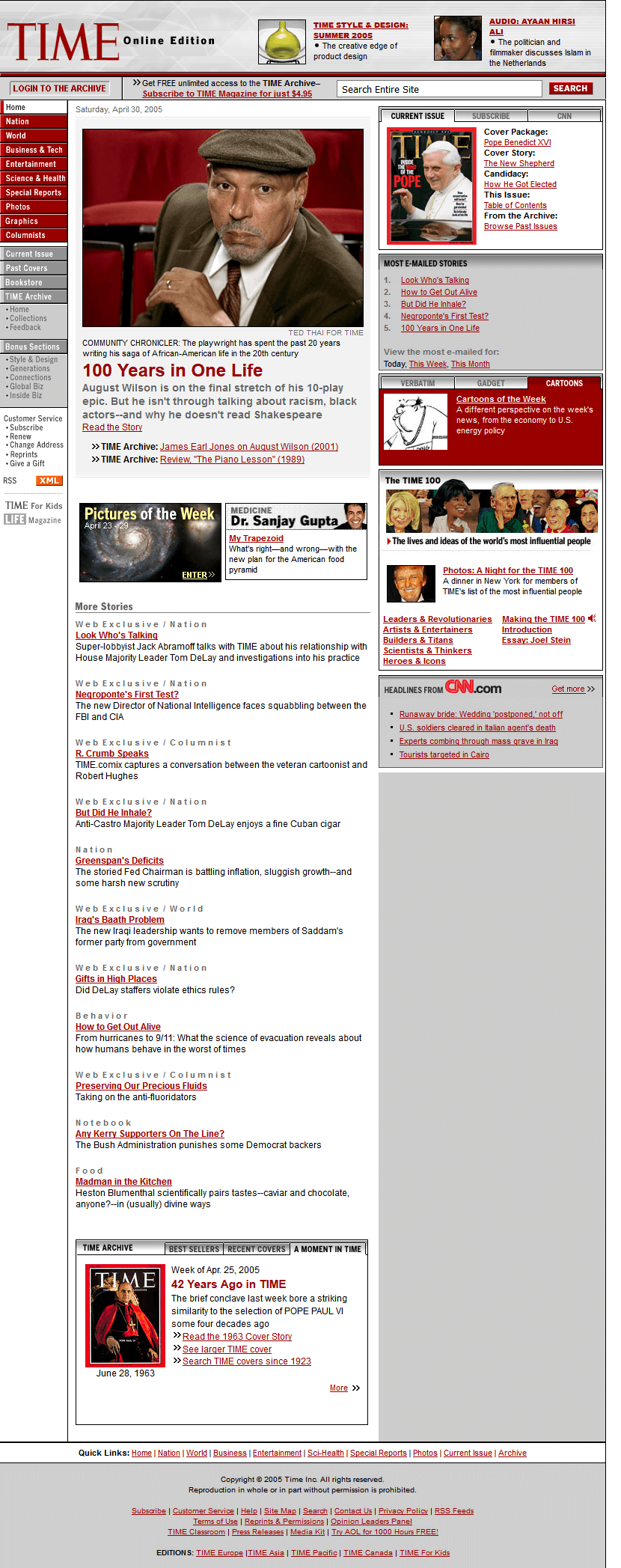 Time website in 2005
