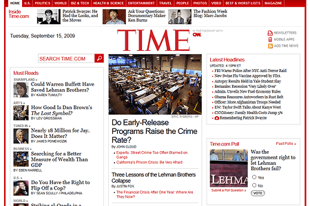 Time website in 2009