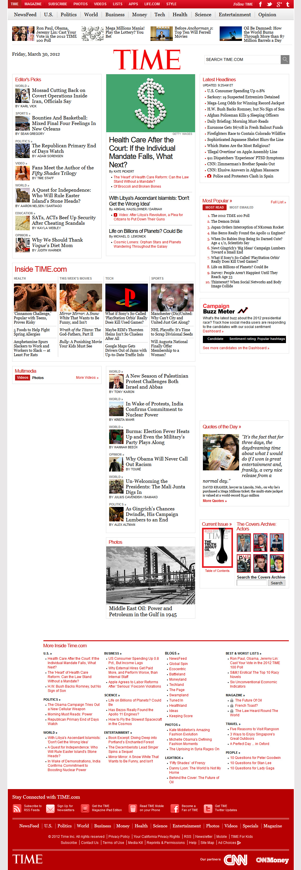 Time website in 2012