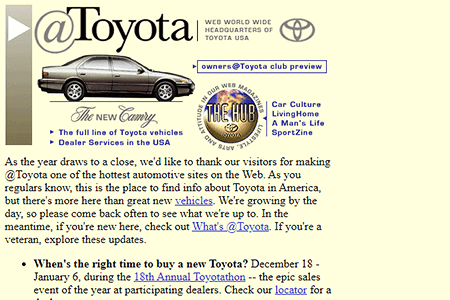 Toyota website in 1996