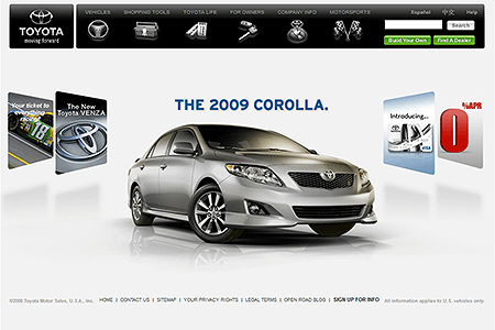 Toyota website in 2008