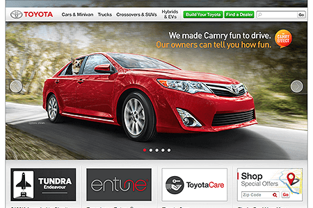 Toyota website in 2012