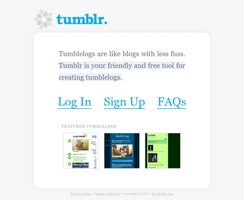 Tumblr in 2007
