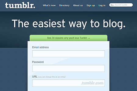 Tumblr website in 2010