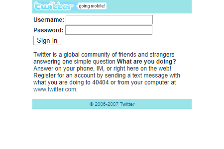 Twitter mobile version in 2007