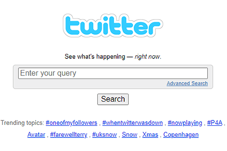 Twitter mobile version in 2009