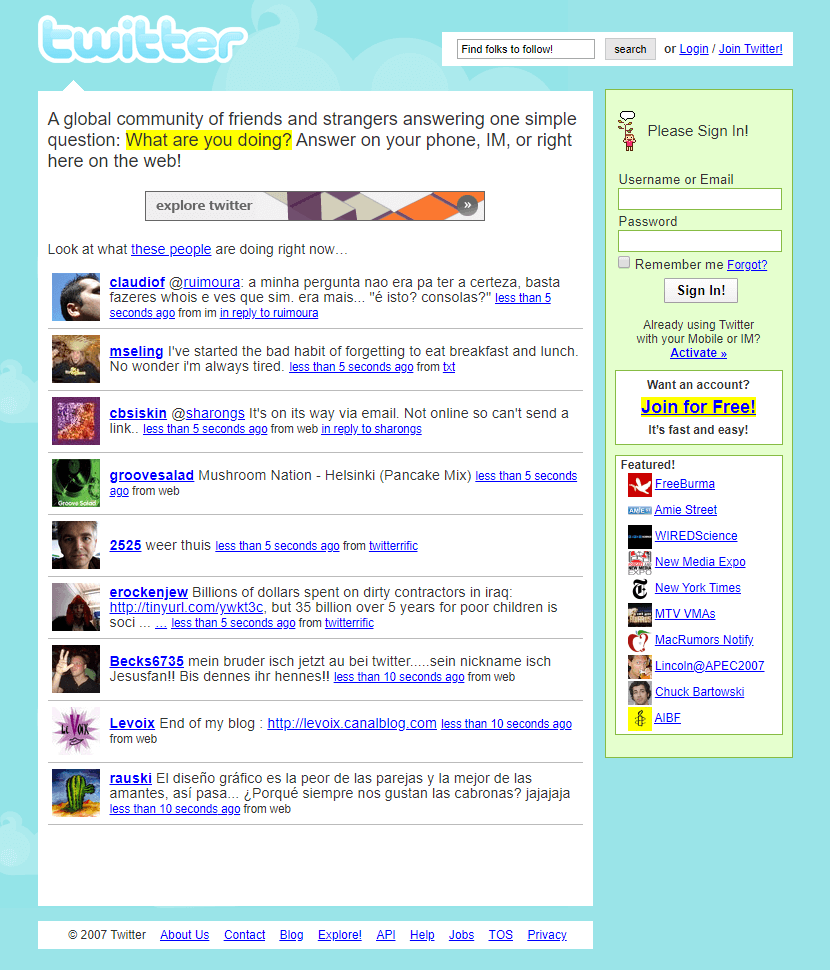 Twitter in 2007
