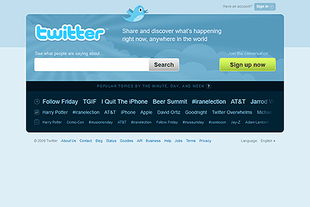 Twitter website in 2009