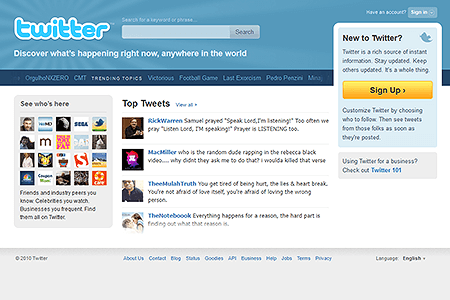 Twitter website in 2010