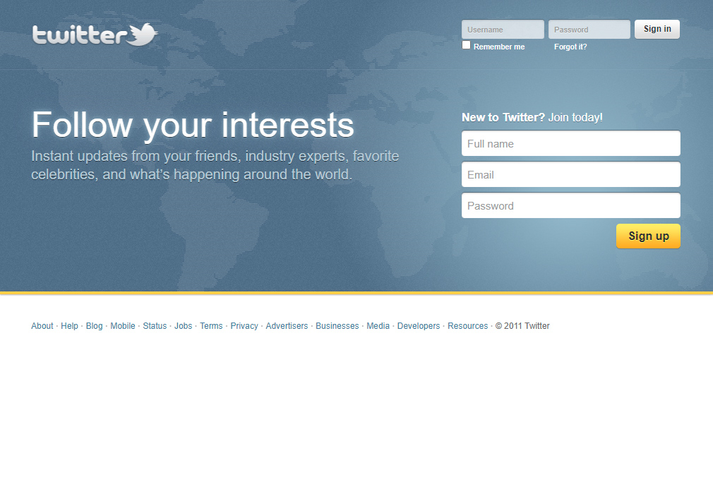 Twitter website in 2011