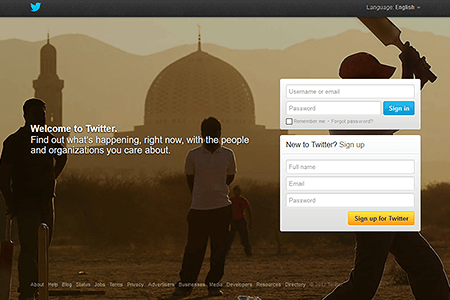 Twitter website in 2012