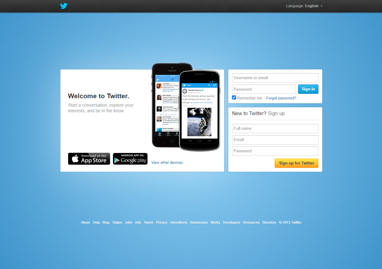 Twitter website in 2013