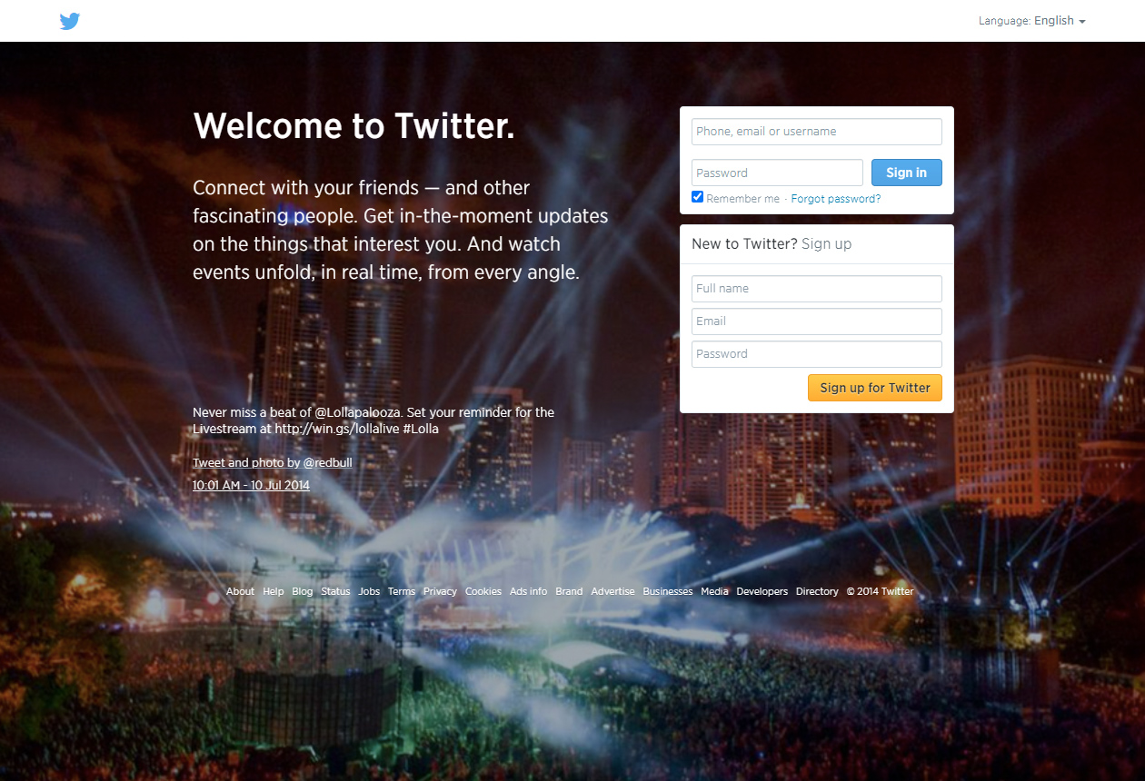Twitter website in 2014