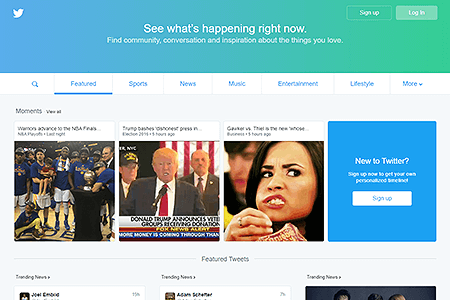 Twitter website in 2016