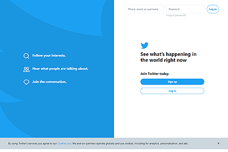 Twitter website in 2019