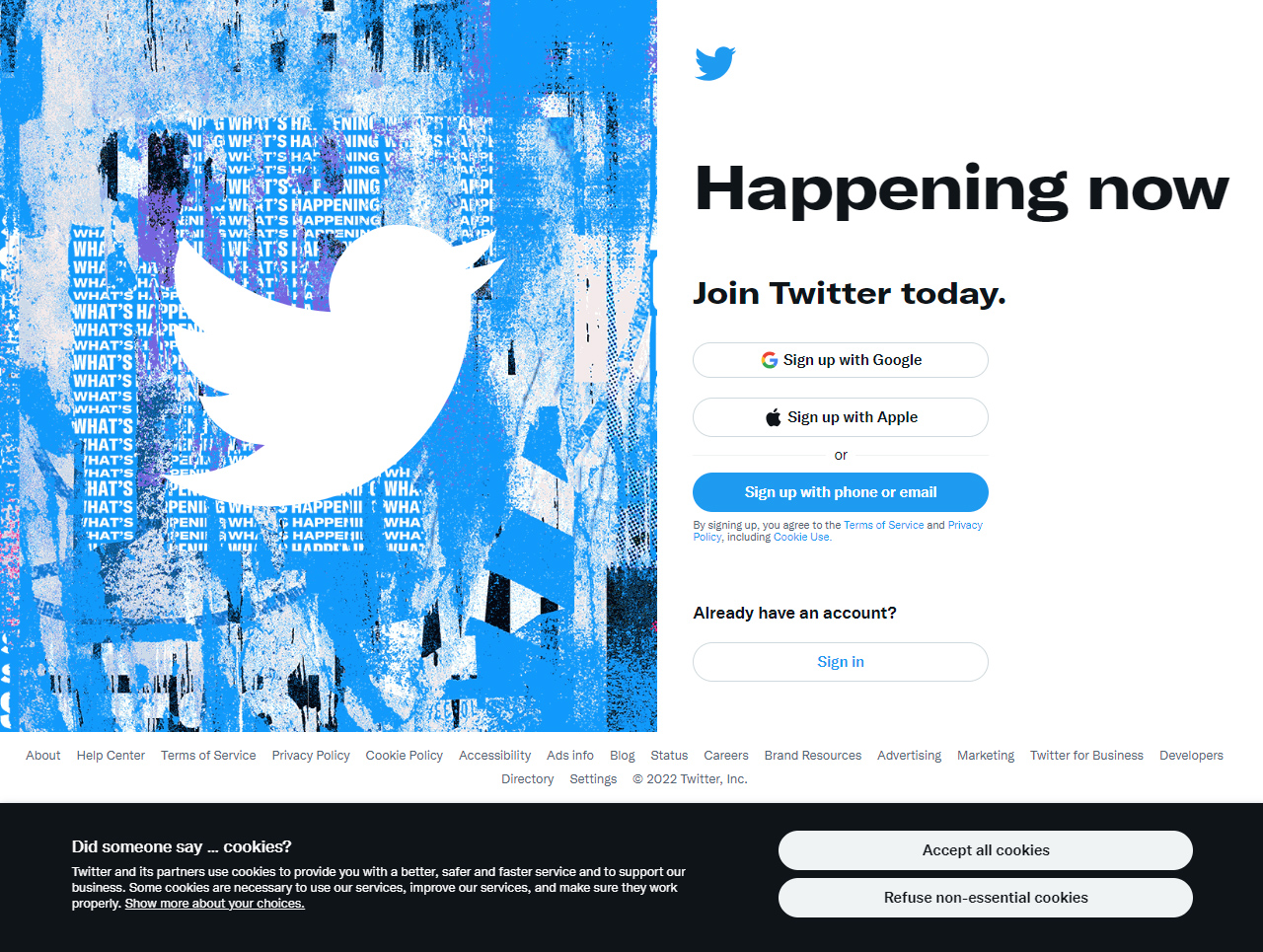Twitter website in 2022