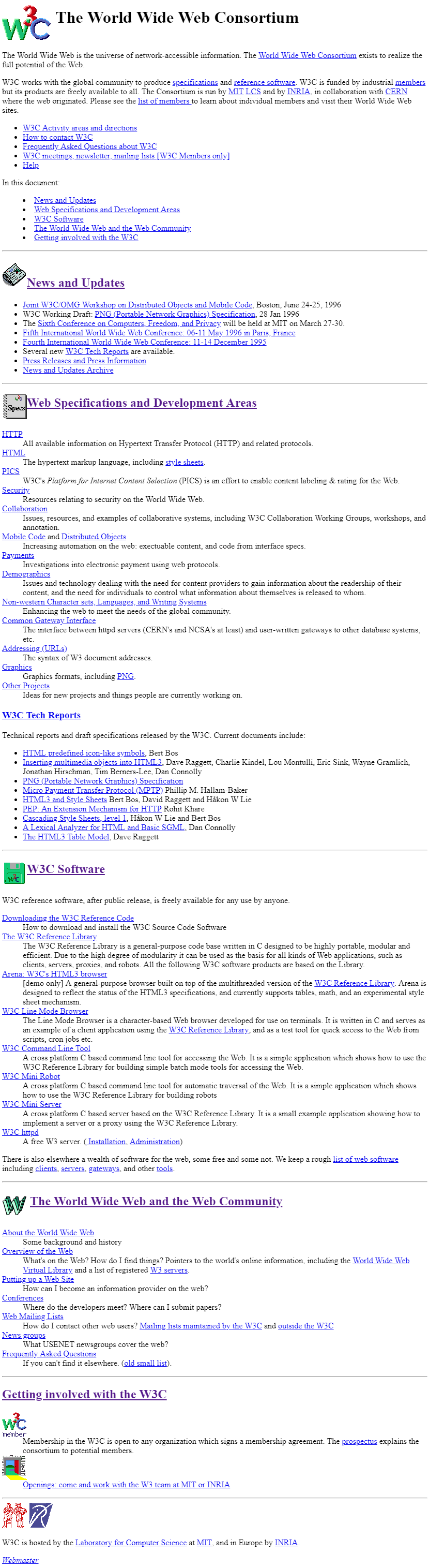 W3C.org website in 1996