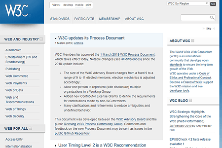 W3C.org website in 2019