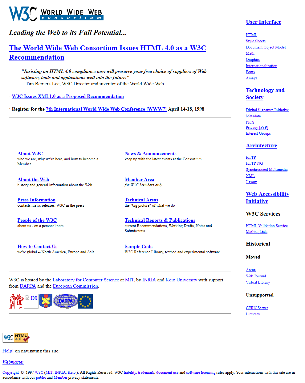 W3C.org website in 1998