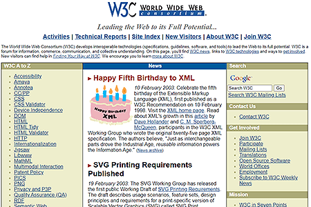 W3C.org website in 2003