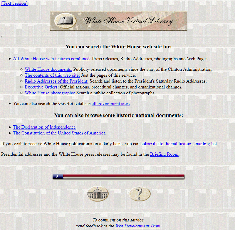 The White House website in 1997