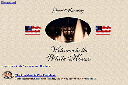 The White House website in 1998