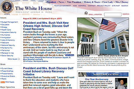 The White House website in 2006