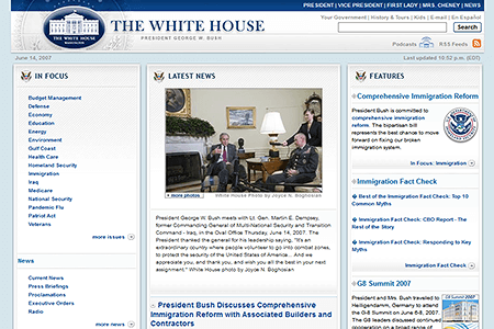 The White House website in 2007