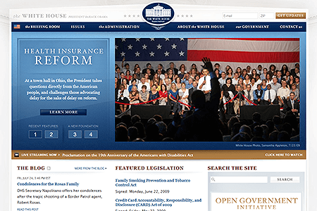 The White House website in 2009