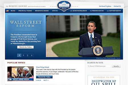 The White House website in 2010