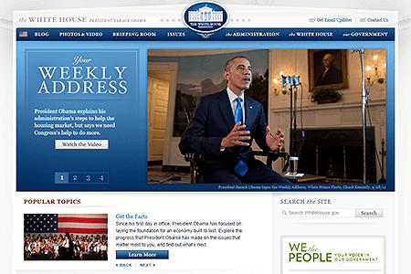 The White House website in 2012