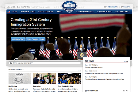 The White House website in 2013