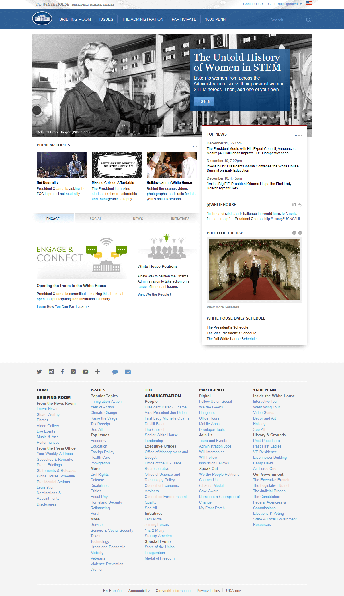 The White House website in 2014