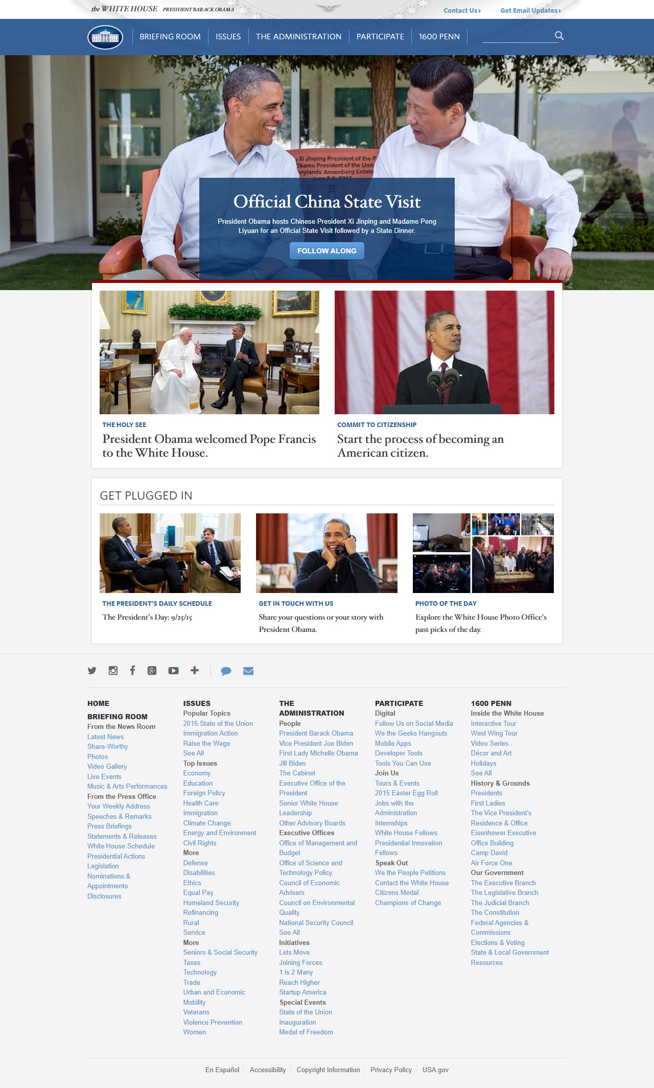 The White House website in 2015