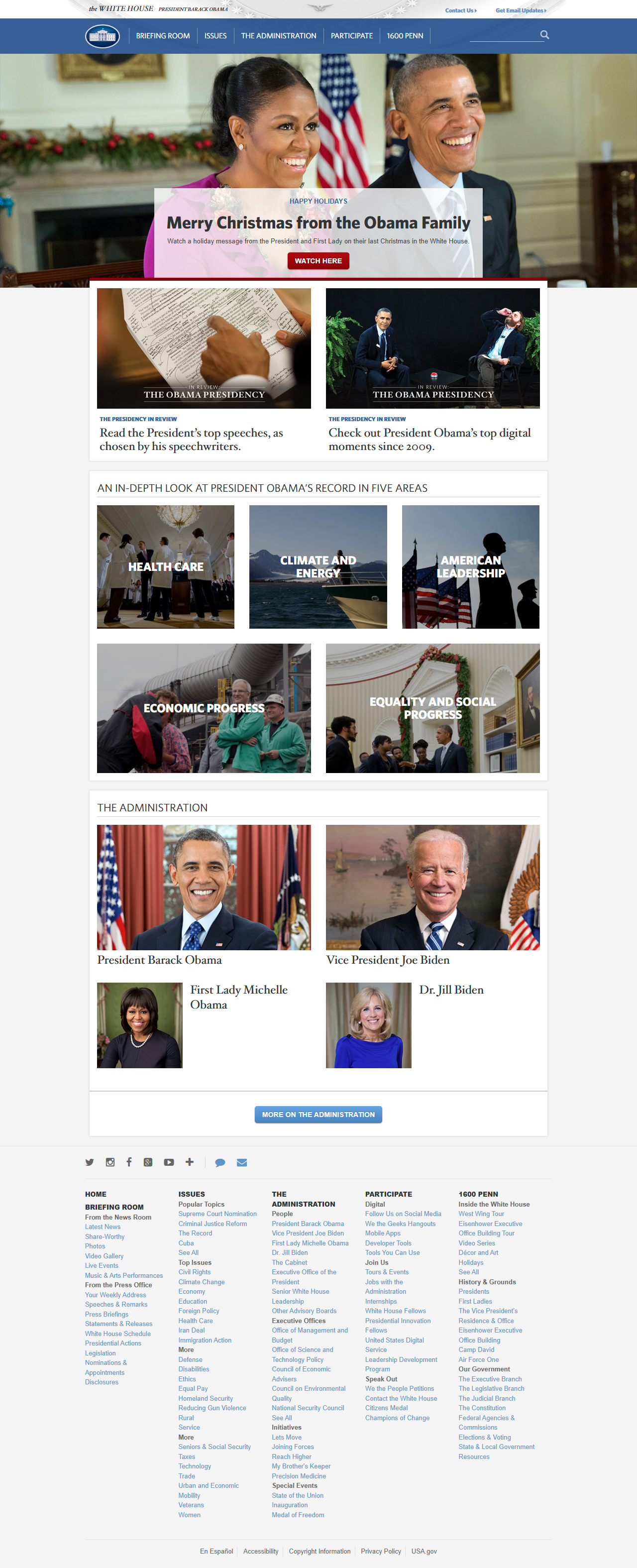 The White House website in 2016