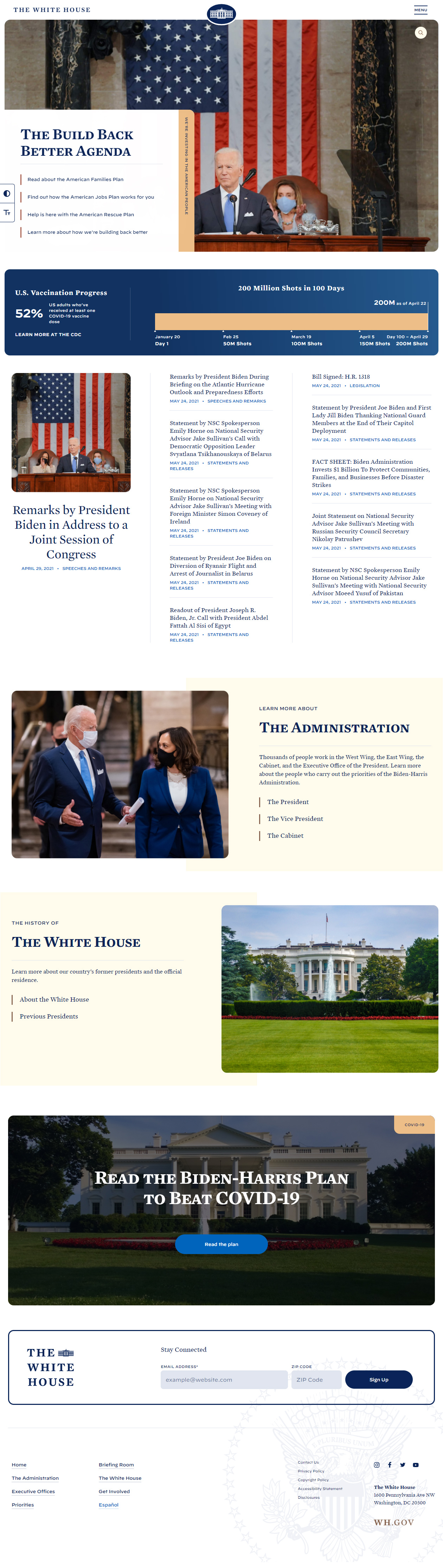 The White House website in 2021