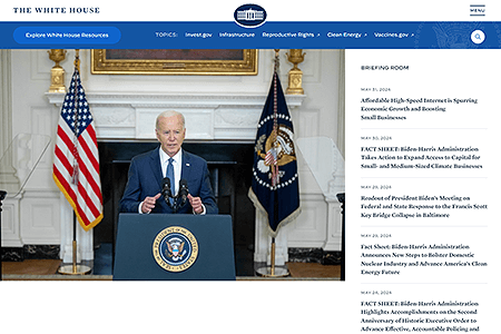 The White House website in 2024