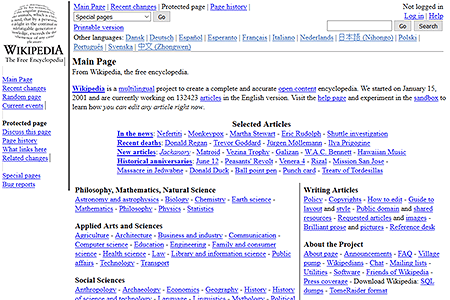 Wikipedia website in 2003