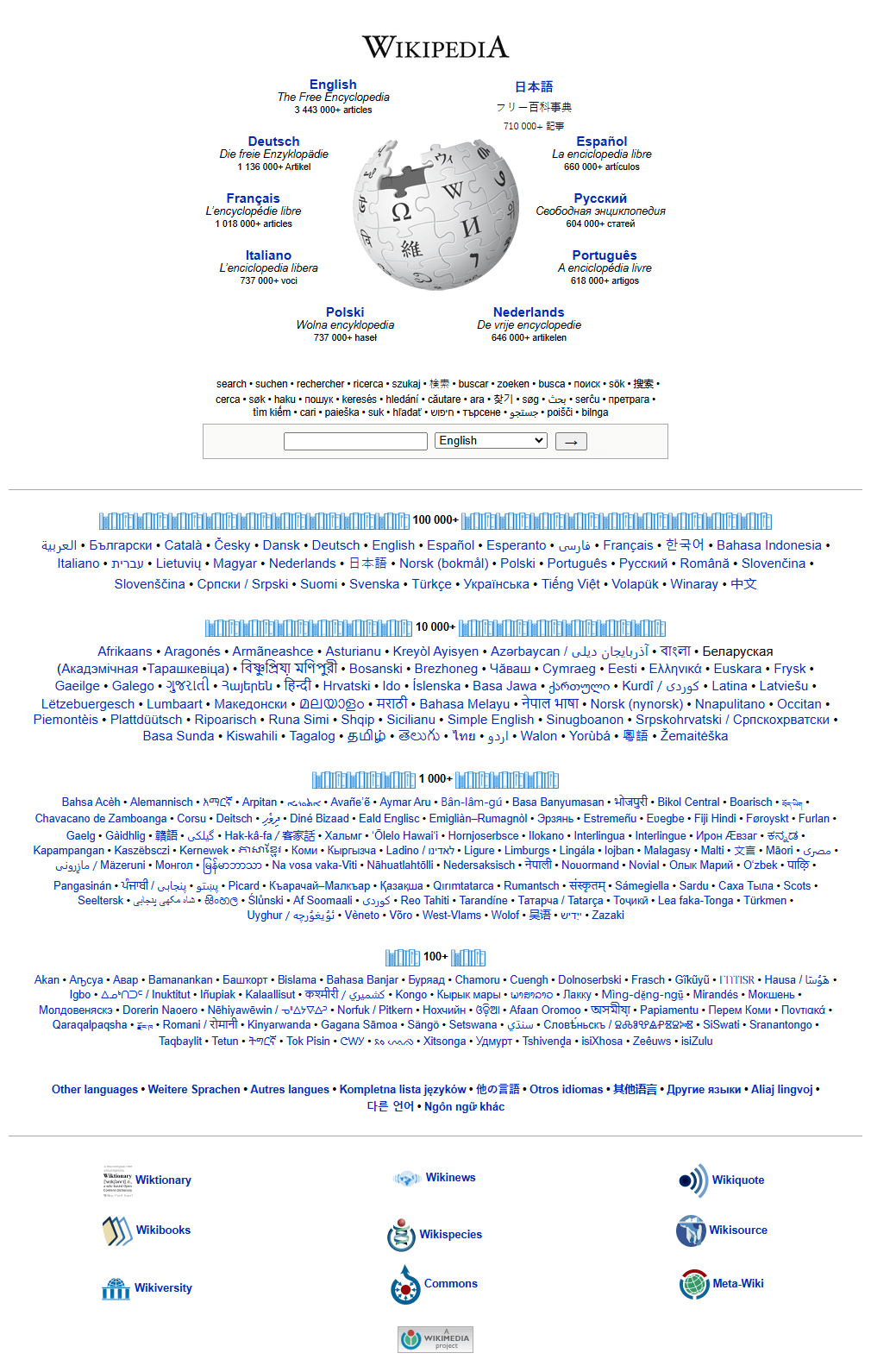Wikipedia website in 2010