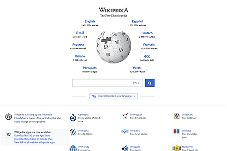 Wikipedia website in 2017