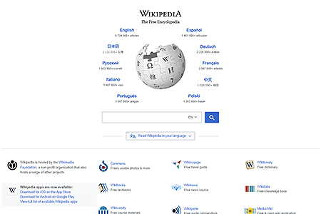 Wikipedia website in 2018