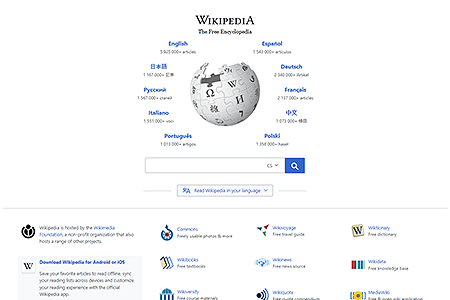 Wikipedia website in 2019