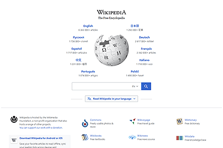 Wikipedia website in 2021